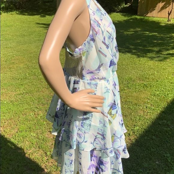 NWT $138 BCBGeneration | Aquashell | Racerback Tiered Lace Inset Dress | 10 - Picture 6 of 15